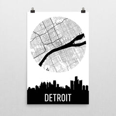 Detroit Skyline Silhouette Art Prints