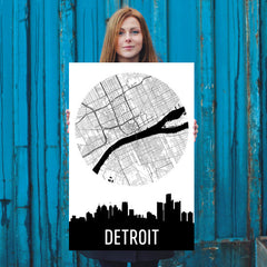 Detroit Skyline Silhouette Art Prints
