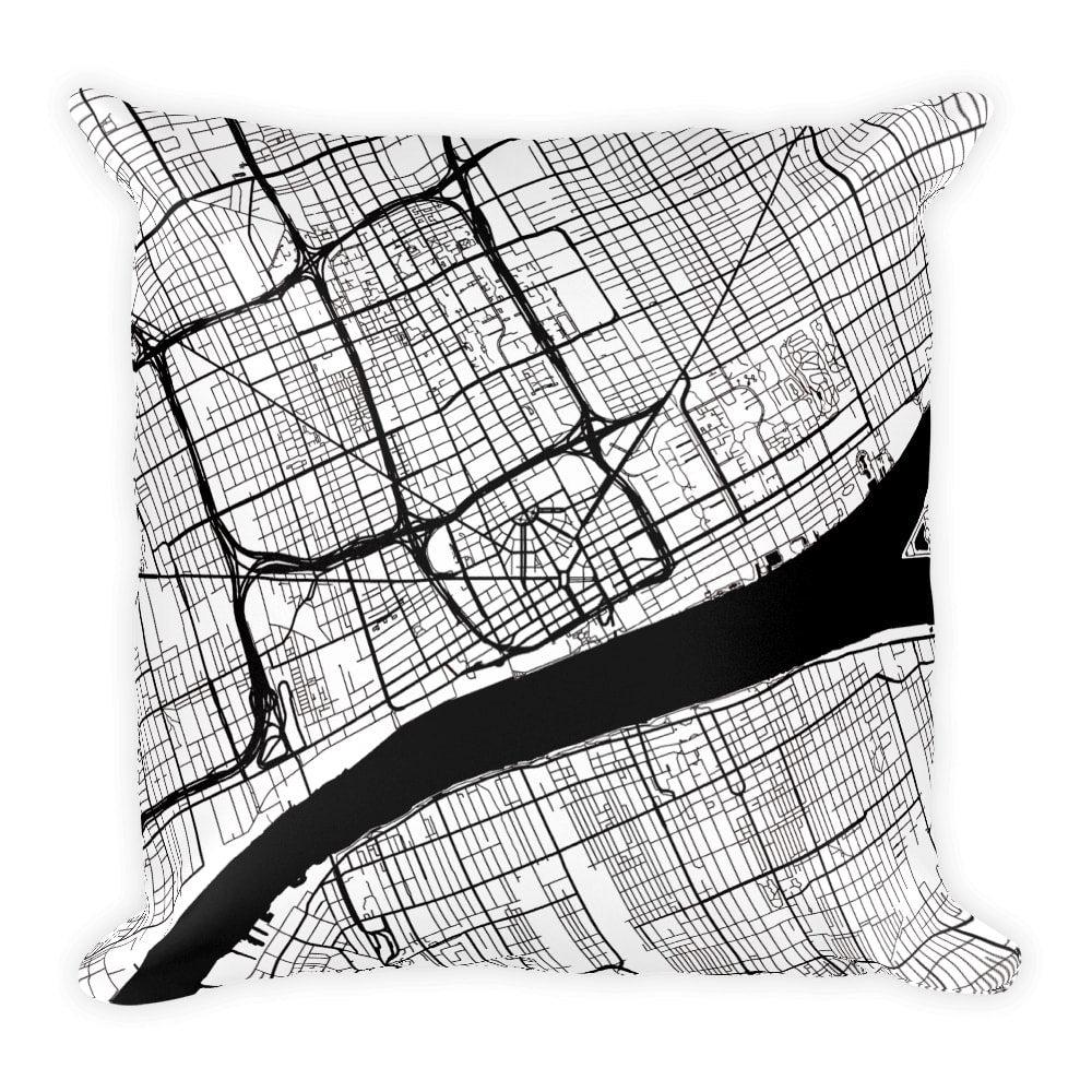 Detroit Map Pillow – Modern Map Art