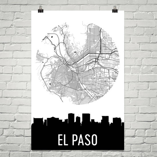 El Paso Skyline Silhouette Art Prints