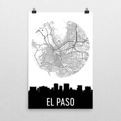 El Paso Skyline Silhouette Art Prints