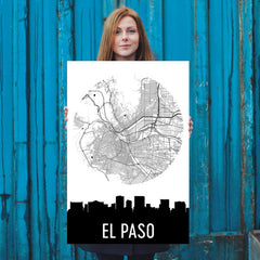 El Paso Skyline Silhouette Art Prints