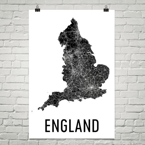 England Wall Map Print - Modern Map Art