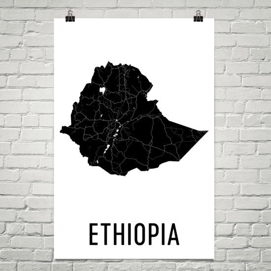 Ethiopia Wall Map Print - Modern Map Art