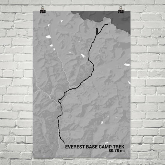 Everest Base Camp Trail Map Art Prints