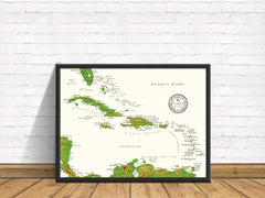 Caribbean Push Pin Map - Topographic - With 1,000 Pins!