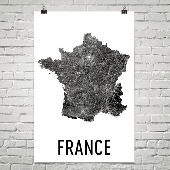 France Wall Map Print - Modern Map Art