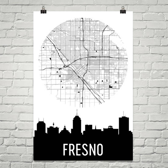 Fresno Skyline Silhouette Art Prints