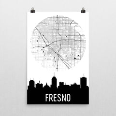 Fresno Skyline Silhouette Art Prints