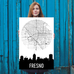 Fresno Skyline Silhouette Art Prints