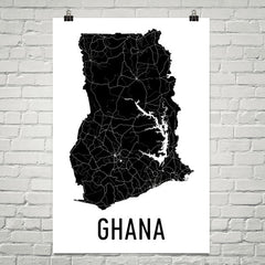Ghana Wall Map Print - Modern Map Art