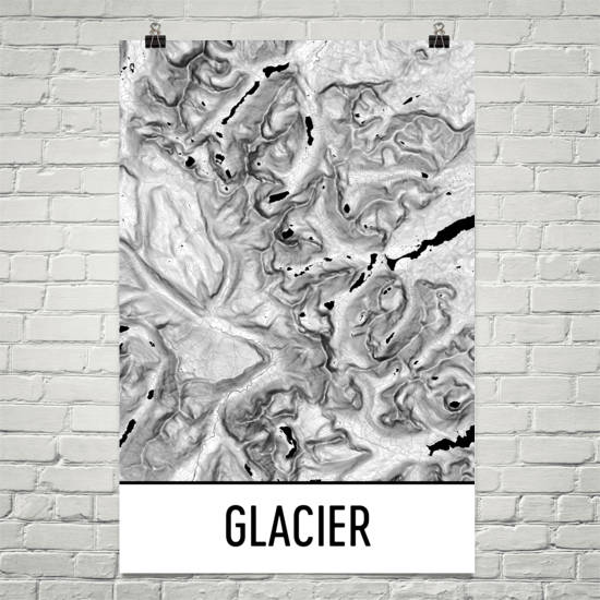 Glacier National Park Topographic Map Art