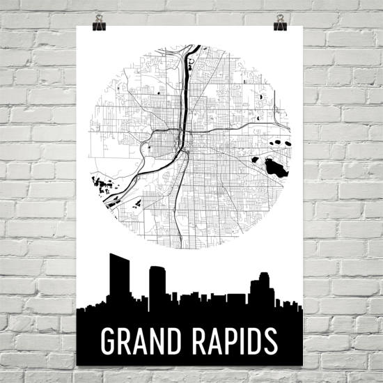 Grand Rapids Skyline Silhouette Art Prints