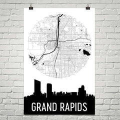 Grand Rapids Skyline Silhouette Art Prints