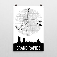 Grand Rapids Skyline Silhouette Art Prints