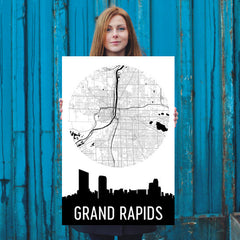 Grand Rapids Skyline Silhouette Art Prints