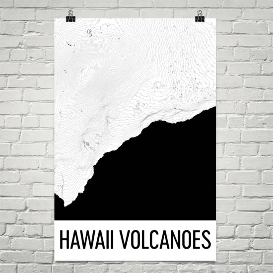 Hawaii Volcanoes National Park Topographic Map Art