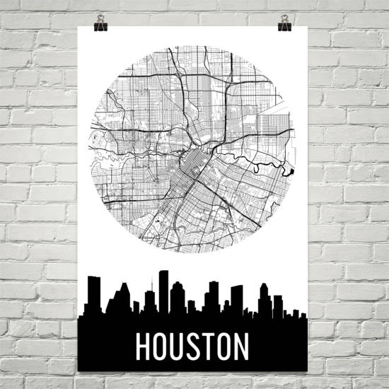 Houston Skyline Silhouette Art Prints