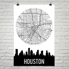 Houston Skyline Silhouette Art Prints