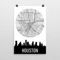 Houston Skyline Silhouette Art Prints