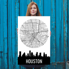 Houston Skyline Silhouette Art Prints