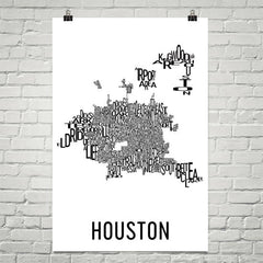 Houston Neighborhood Typography Prints – Modern Map Art