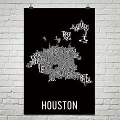 Houston Neighborhood Typography Prints – Modern Map Art