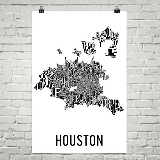 Houston Neighborhood Typography Prints – Modern Map Art