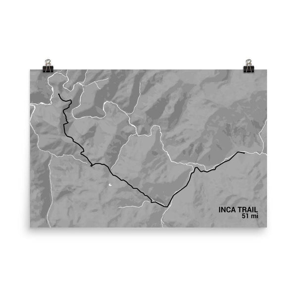 Inca Trail Map Art Prints