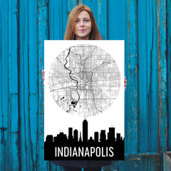 Indianapolis Skyline Silhouette Art Prints