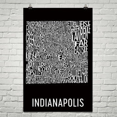 Indianapolis Neighborhood Typography Prints – Modern Map Art