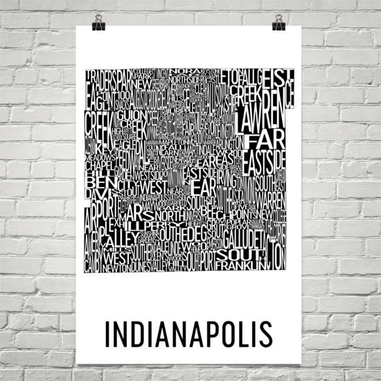 Indianapolis Neighborhood Typography Prints – Modern Map Art
