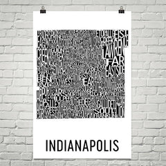 Indianapolis Neighborhood Typography Prints – Modern Map Art