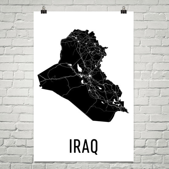 Iraq Wall Map Print - Modern Map Art