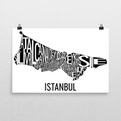 Istanbul Neighborhood Typography Prints – Modern Map Art