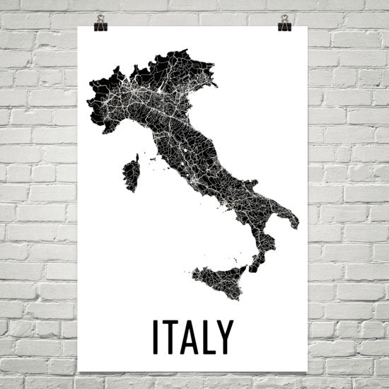 Italy Wall Map Print - Modern Map Art