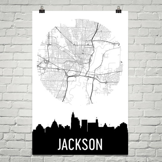 Jackson Skyline Silhouette Art Prints