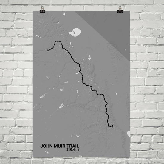 John Muir Trail Map Art Prints