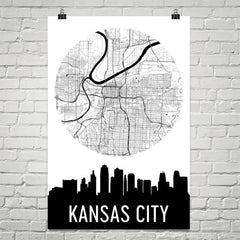 Kansas City Skyline Silhouette Art Prints