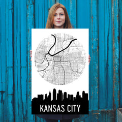Kansas City Skyline Silhouette Art Prints