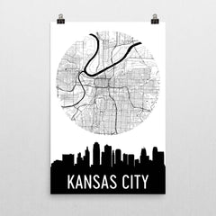 Kansas City Skyline Silhouette Art Prints