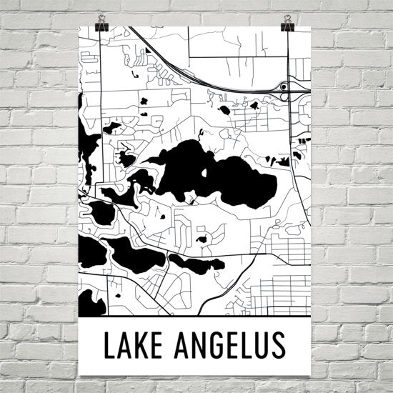 Lake Angelus MI Art and Maps