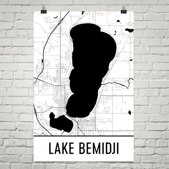 Lake Bemidji MN Art and Maps