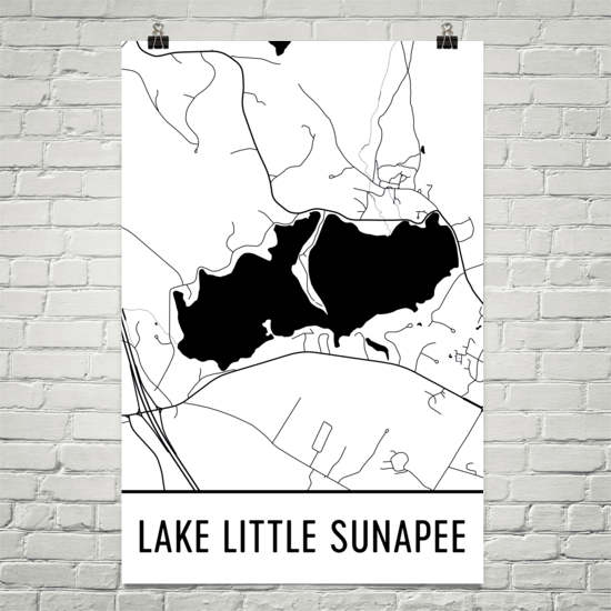 Lake Little Sunapee NH Art and Maps