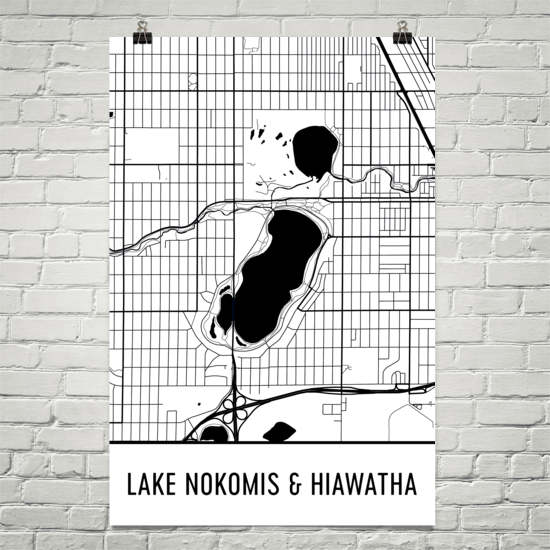 Lake Nokomis and Hiawatha MN Art and Maps