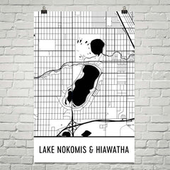 Lake Nokomis and Hiawatha MN Art and Maps