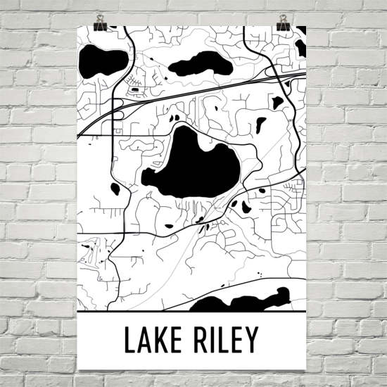 Lake Riley MN Art and Maps – Modern Map Art
