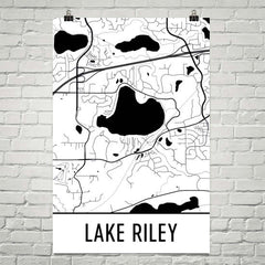 Lake Riley MN Art and Maps – Modern Map Art