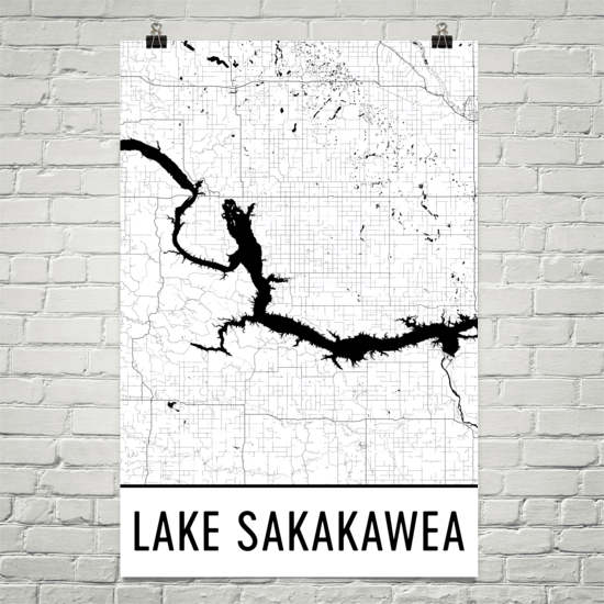 Lake Sakakawea ND Art and Maps