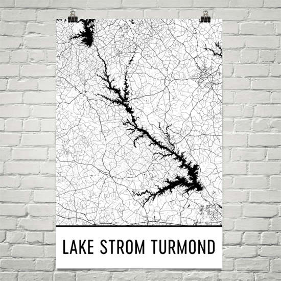 Lake Strom Thurmond SC Art and Maps